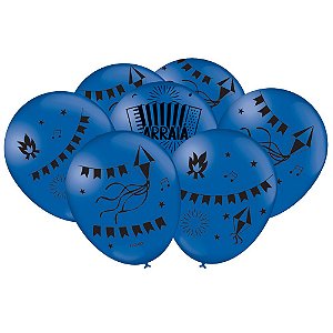 Balão Festa Junina Divertida 25un Azul 9 - Festcolor