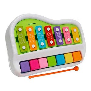 Xilofone E Piano De Brinquedo Infantil Criança Com Partitura Cor