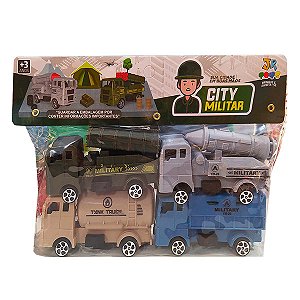 Kit Mini Caminhões Militares City Militar 4 un - Jr Toys
