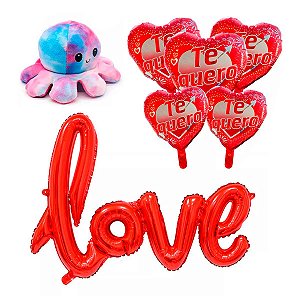 Kit Surpresa Balão Metalizado Love Grande Dia dos Namorados