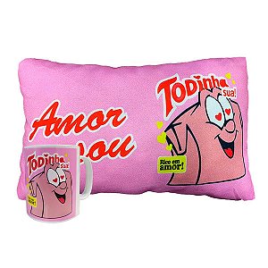 Almofada + Caneca Rosa Amor Sou Todinha Sua Namorados