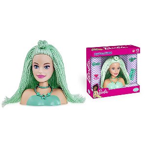 Barbie Mini Styling Head Special Hair Verde Cabelo de tricô