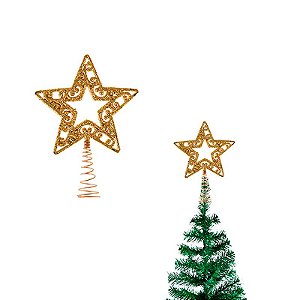 Estrela Enfeite Arvore de Natal Decorativa Amarela 18cm