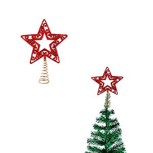Estrela Enfeite Arvore de Natal Decorativa Vermelho 18cm