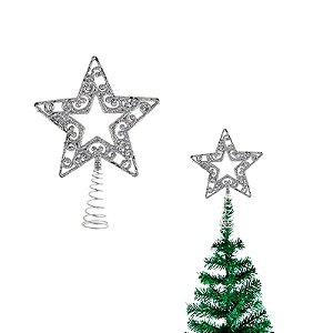 Estrela Enfeite Arvore de Natal Decorativa Prata 18cm