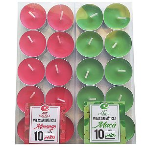 20 Velas Aromáticas Art Essence Morango e Maça Perfumada