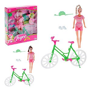 Brinquedo Boneca Joyce na Bike c/ Acessórios Aventura