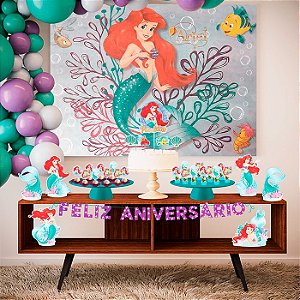 Kit Festa Fácil Ariel Aniversário 39 Pçs - Pequena Sereia