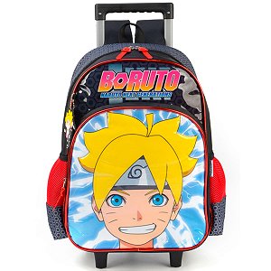 Mochila de Rodinhas Escolar Boruto Naruto Vermelha - Luxcel