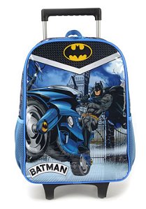 Mochila Escolar de Rodinhas Batman Moto Azul - Luxcel