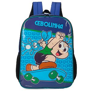 Mochila de Costa Cebolinha Skate Azul Infantil - Luxcel