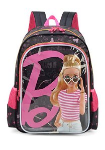 Mochila Escolar Costas Barbie Preta e Rosa C/ Luz Infantil