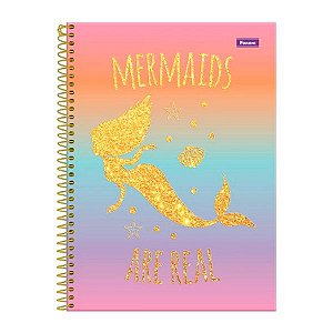 Caderno Univ Mermaids Are Real 80 Folhas Sereia - Foroni