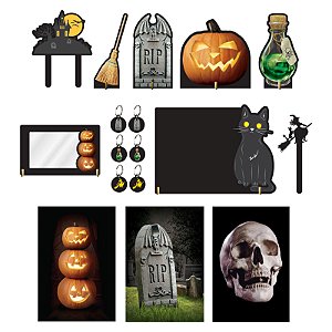 Kit Festa MDF Halloween Horripilante 17 peças Festplastik