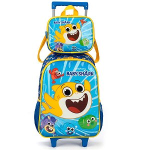 Kit Mochila Rodinha + Lancheira Térmica Baby Shark Amarelo