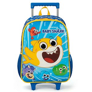 Mochila de Rodinhas Baby Shark Amarela Escolar - Luxcel