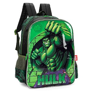 Mochila de Costa Hulk Preto e Verde Escolar Marvel - Luxcel