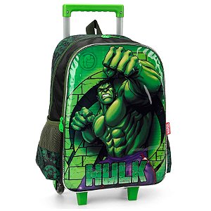 Mochila de Rodinhas Hulk Avengers Preto e Verde - Luxcel