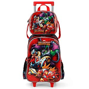 Mochila de Rodinhas + Lancheira Avengers Strike MechaSaurs