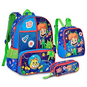 Mochila de Rodinhas Gato Galáctico Escolar Infantil