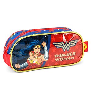 Estojo Escolar Mulher Maravilha Wonder Woman Azul - Luxcel