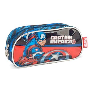 Estojo Escolar Capitão America Marvel Azul - Luxcel