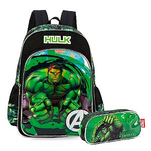 Mochila de Costas + Estojo Hulk Vingadores Verde - Luxcel