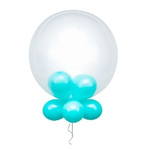 Balão Kit Arranjo de Mesa Azul Azul e Transparente 9Un