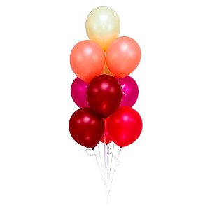 Balão Látex Kit Degradê Vermelho 12'' 30cm 10Un