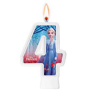 Vela de Aniversário Numeral Frozen Elsa Azul n 4