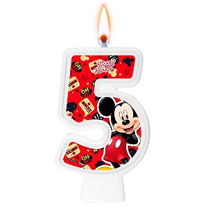 Vela de Aniversário Numeral Mickey Mouse Disney n 5