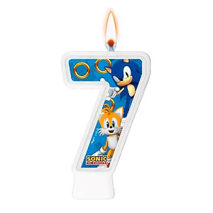 Vela de Aniversário Numeral Sonic Azul n 7 Bolo Festas