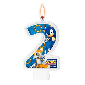 Vela de Aniversário Numeral Sonic Azul n 2 Bolo Festas