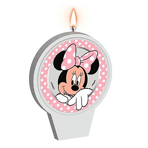 Vela de Aniversário Plana Minnie Mouse Disney Bolo