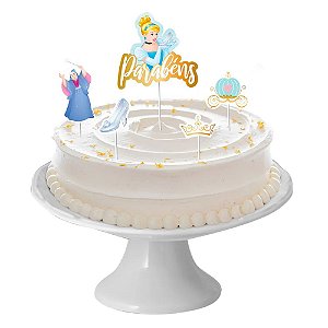 Decoração de bolo Princesa Cinderela Topos de bolo 5Un