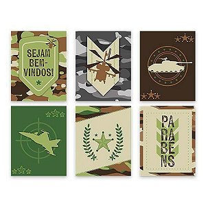 Quadrinhos Divertidos Aniversário Camuflado Decoração 6Un