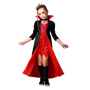 Fantasia Rainha Vampira Infantil Halloween Festas