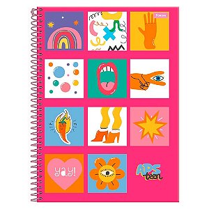 Caderno Espiral APS TEEN Rosa 10 Matérias 160F - Foroni