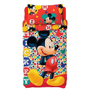 Colcha Dupla Face Bout Mickey Mouse Colorida 2 Pcs - Lepper