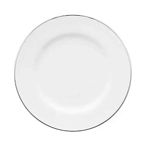 Prato de Refeição Branco com Fio Prata 26cm 6Un