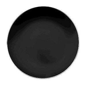 Prato de Refeição Preto com Fio Prata 26cm 6Un