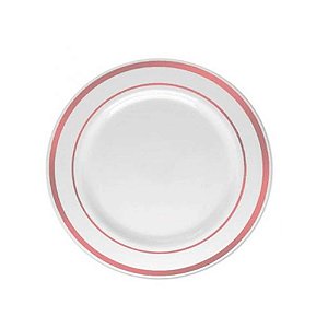 Prato de Sobremesa Branco com Fio Rose 19cm 6Un