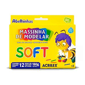 Massinhas De Modelar Acrilex 12 Cores Soft Abelhinha - 180g