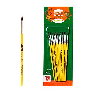 Pincel Redondo Escolar P/ Pinturas Com 12Un 121-00