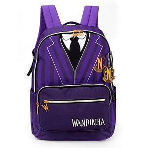 Mochila De Costas Wandinha Uniforme Roxo Avaria - Luxcel