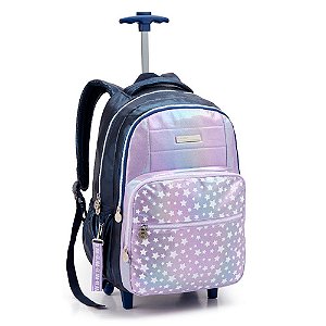 Mochila de Rodinhas Lilás c/ Estrelas AVARIA - Seanite