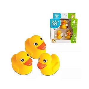 3Un Brinquedo Patos de Borracha Amarelo P/ banho - Baby Bee