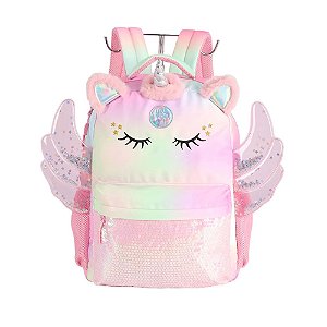 Mochila de Costas Lançamento Unicórnio c/ Asa Rosa - Luxcel