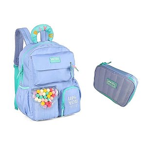 Kit Mochila de Costas + Estojo Box Lilás UP4YOU - LUXCEL