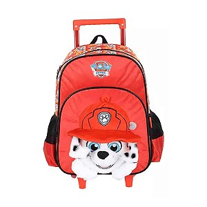 Mochila de Rodinhas Patrulha Canina Marshall Verm. - Luxcel